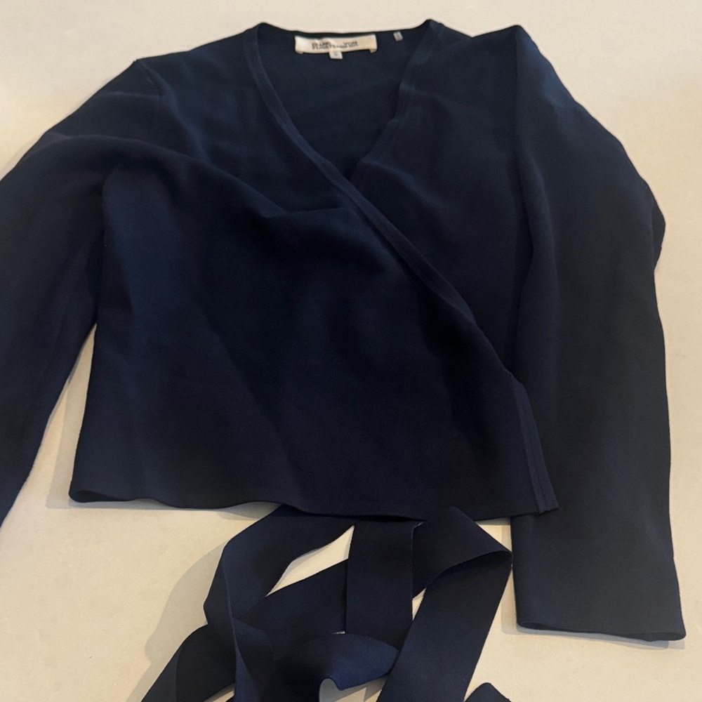 DVF Navy Blue Wrap Cardigan size M - Picture 3 of 5